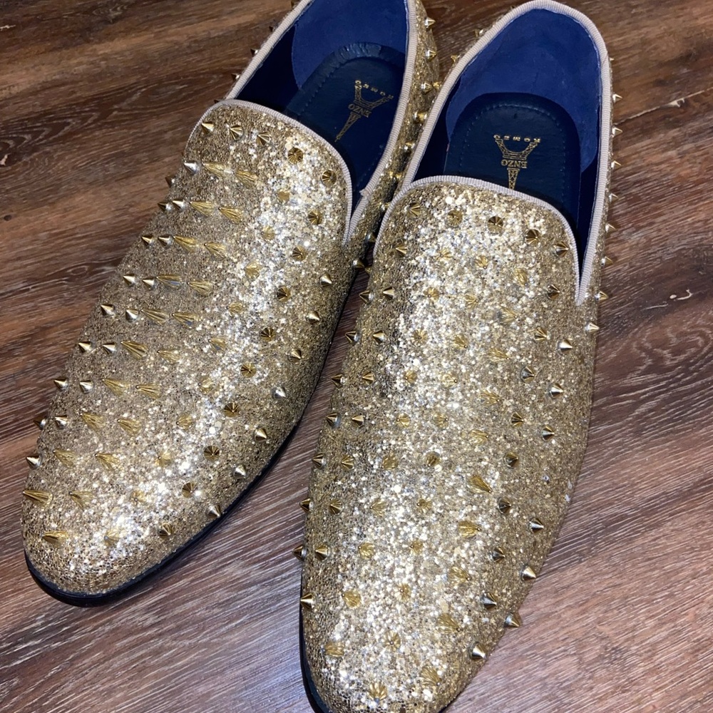 Enzo Romeo gold studded loafers